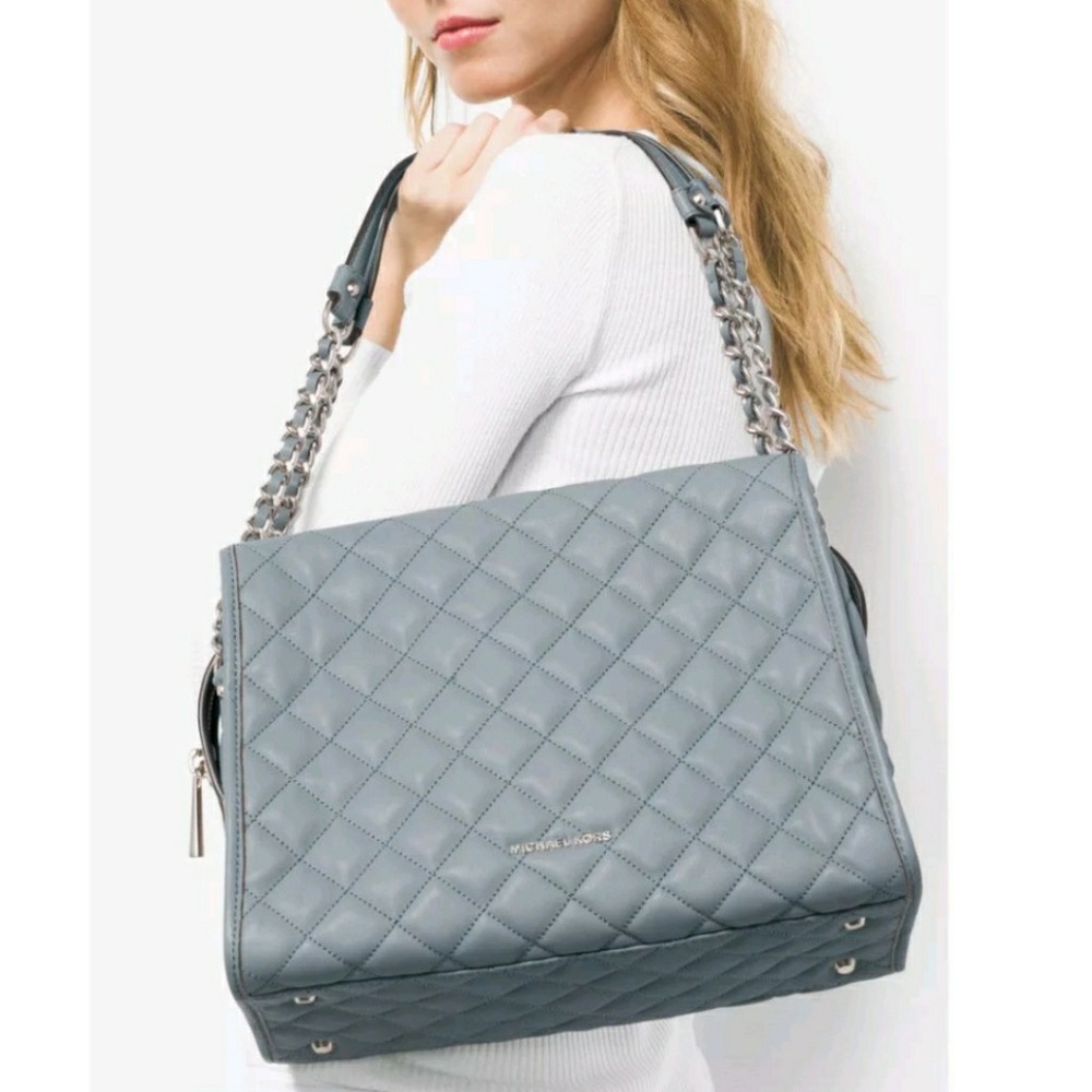 SALE NEW Michael Kors Leather Quilted handbag blue